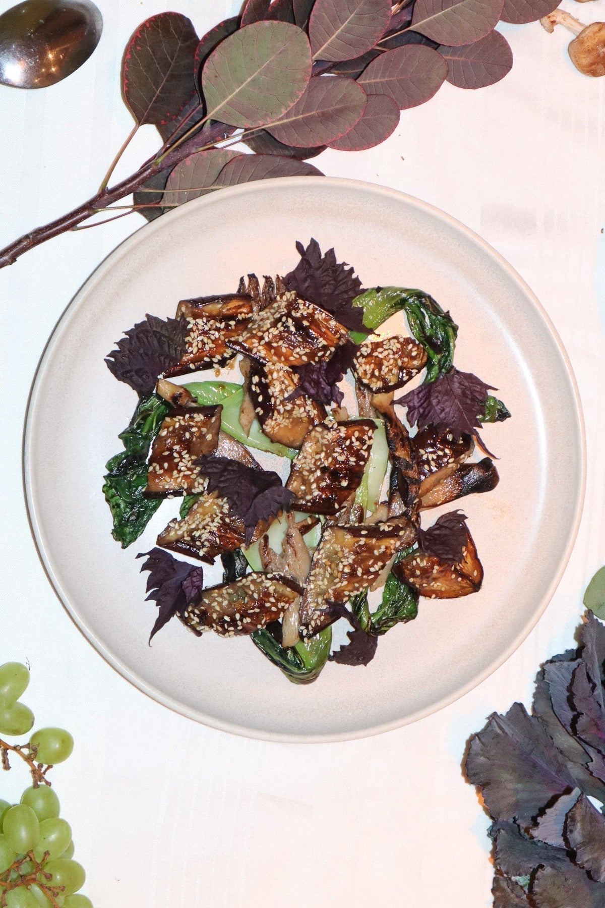 Miso roasted eggplant | shiso | oyster mushroom